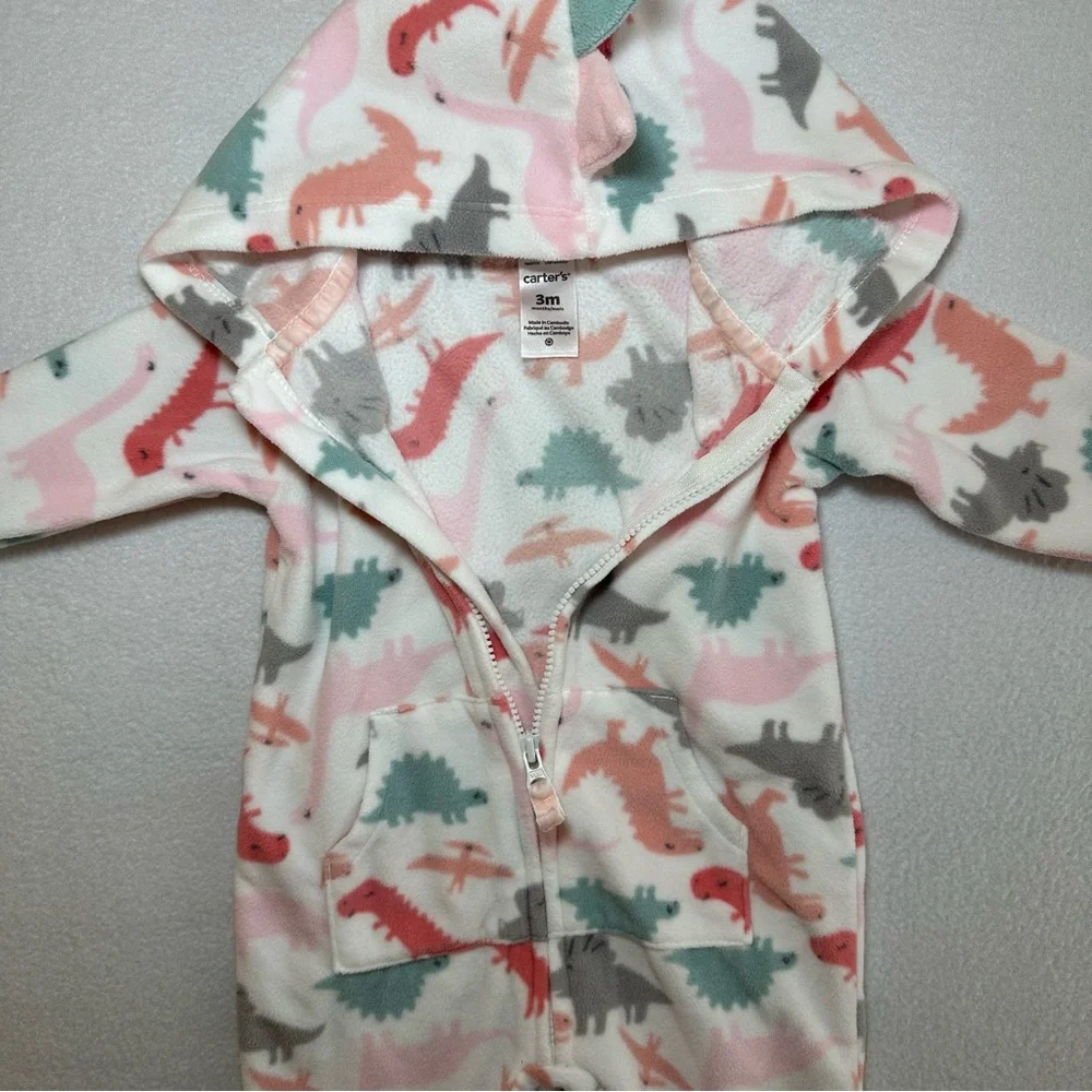 Carters Sleepers Bundle of 3 Baby Zip-Up Animal Lover Soft Cozy Cotton Fleece PJ
